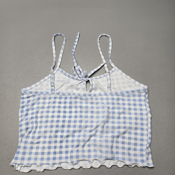 weekend edition blue and white checkered crop top women's size medium - Picture 5 of 9